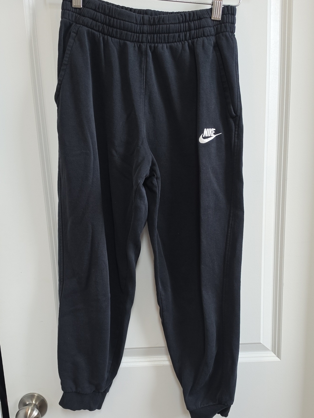 Nike Black Joggers with White Swoosh - Kids